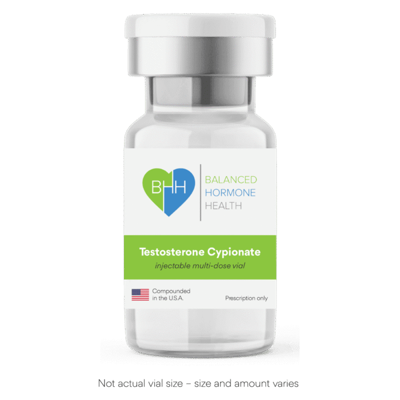 Bioidentical testosterone injections vial, 4ml, compounded with grape seed oil.