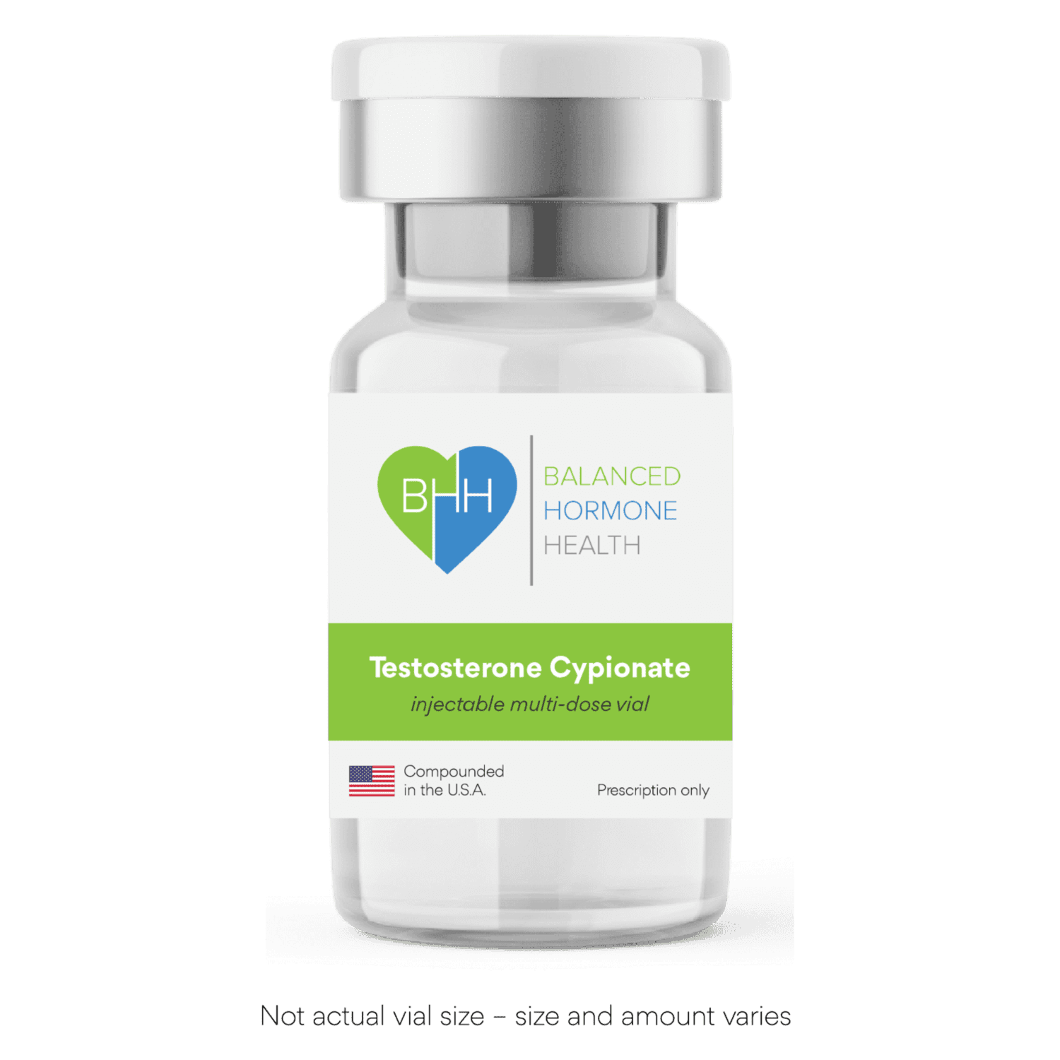 Bioidentical testosterone injections vial, 4ml, compounded with grape seed oil.
